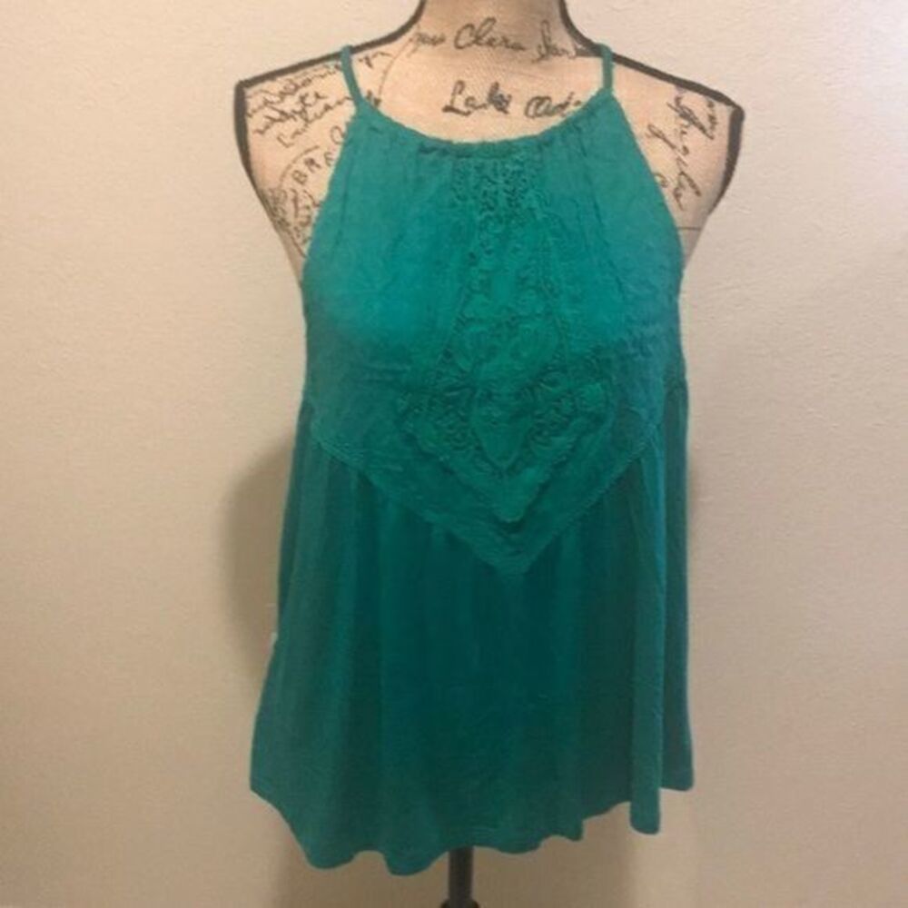 Nwt Grayson Green Tank Crochet Lace